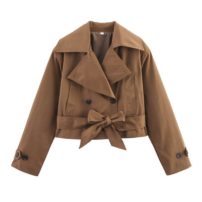 Spring Double Breasted Series Waistband Trench Coats