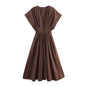 Pleated Midi Collar Slim Dress With Dresses