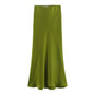Women's Summer French Fashion Silk Satin Texture Skirts