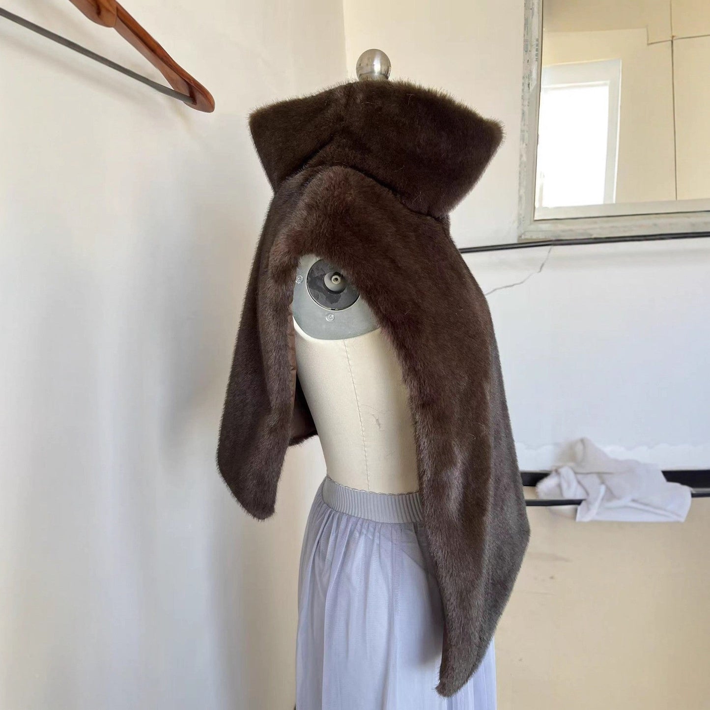 Warm Mink Fur Turtleneck Street Fashion Coats