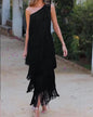New Fashion Tassel Shoulder Asymmetric Dress Dresses
