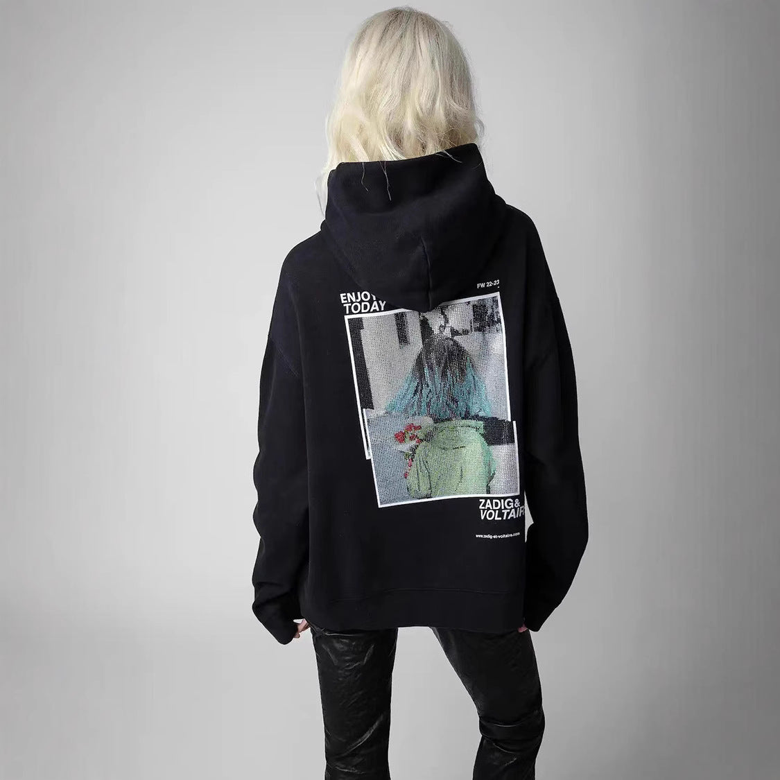 French Niche Chalk Digital Printing Rose Sweaters