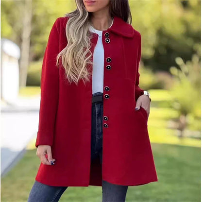 Classic Elegant Woolen Polar Fleece Single-breasted Coats
