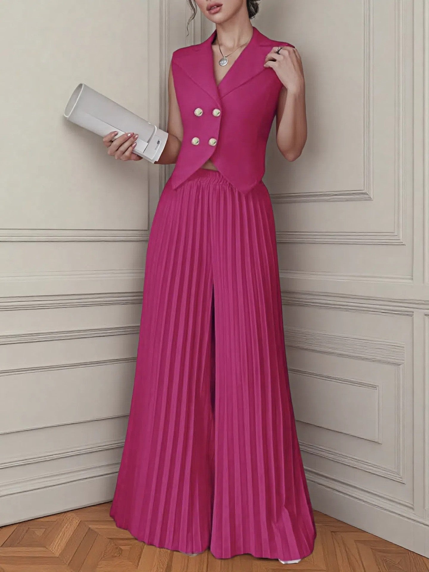 Women's Slouchy Fashion Pleated Two-piece For Suits