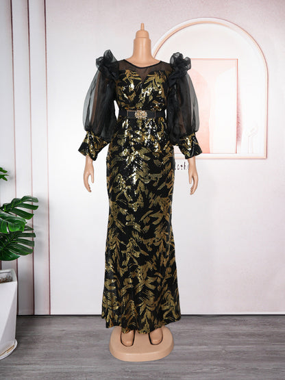 Women's African Wear Dress Fashionable Sequins Christmas Dresses
