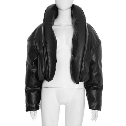 Women's Winter Street Design Leather Stand Collar Coats