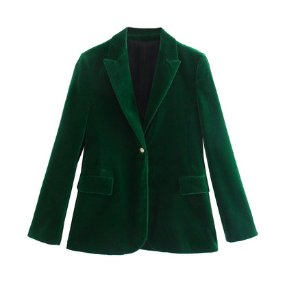Women's Beautiful Pretty Veet Dark Green Coats