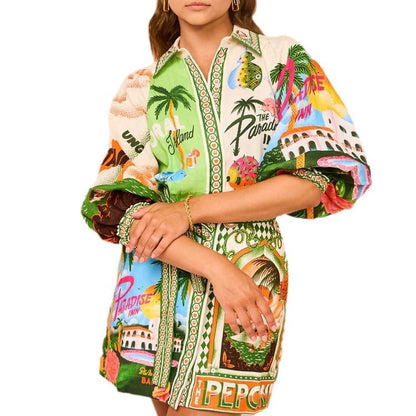 Casual Fashion Printing Shirt Temperament Wild Dresses