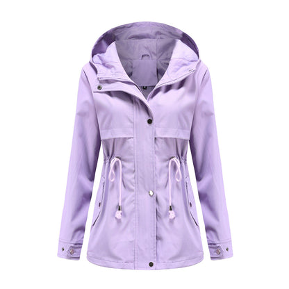 Women's European Raincoat Mid-length Hooded Thin Trench Coats