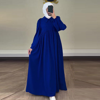 Women's Autumn Solid Color Casual Style Lantern Sleeve High Dresses