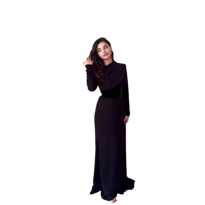 Stylish Temperament Long Sleeves Stitching Design Dresses