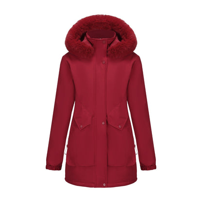 Women's Parka Fleece-lined Korean Style Big Fur Coats