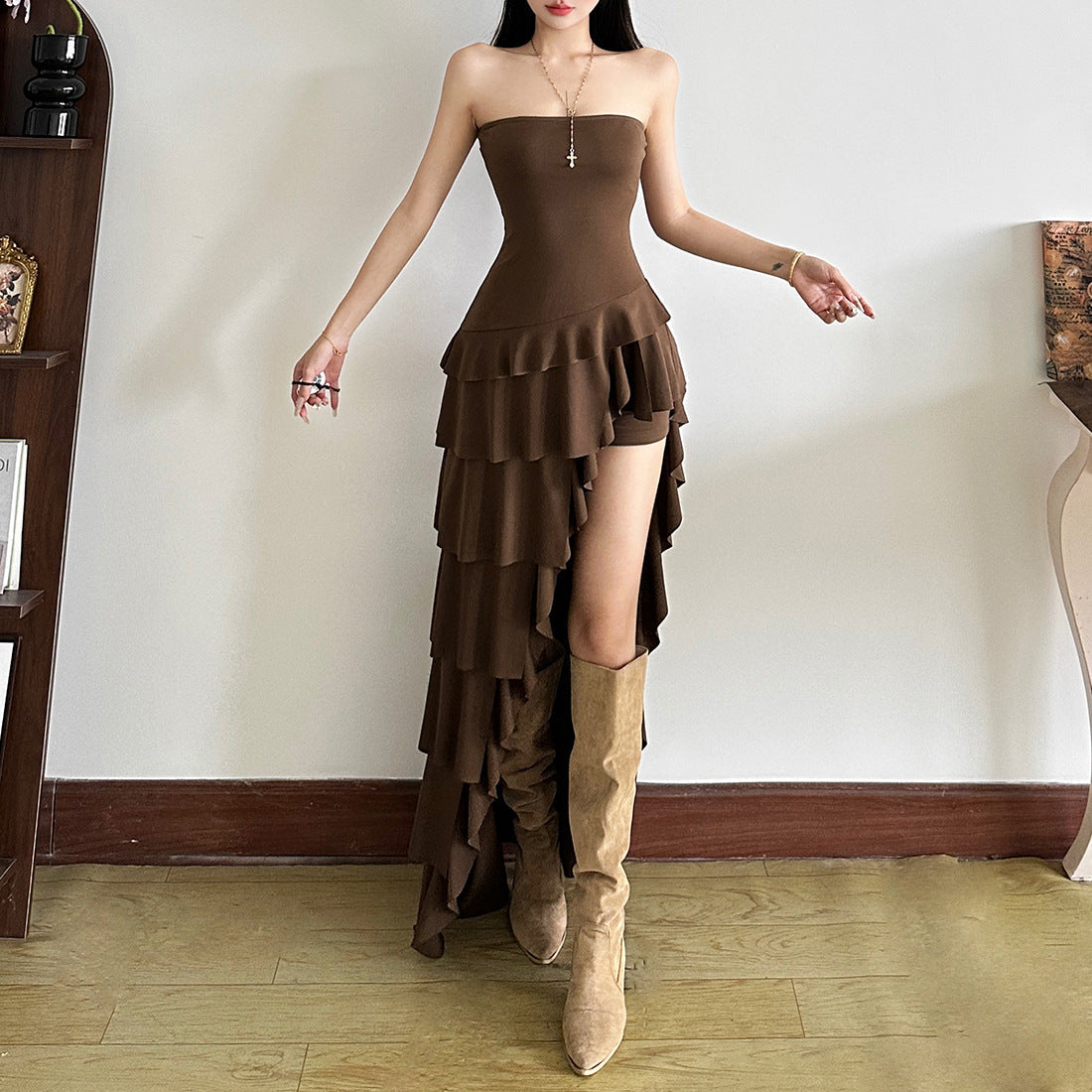 Women's Summer Irregular Cinched Slim Fit Graceful Fashionable Casual Dresses