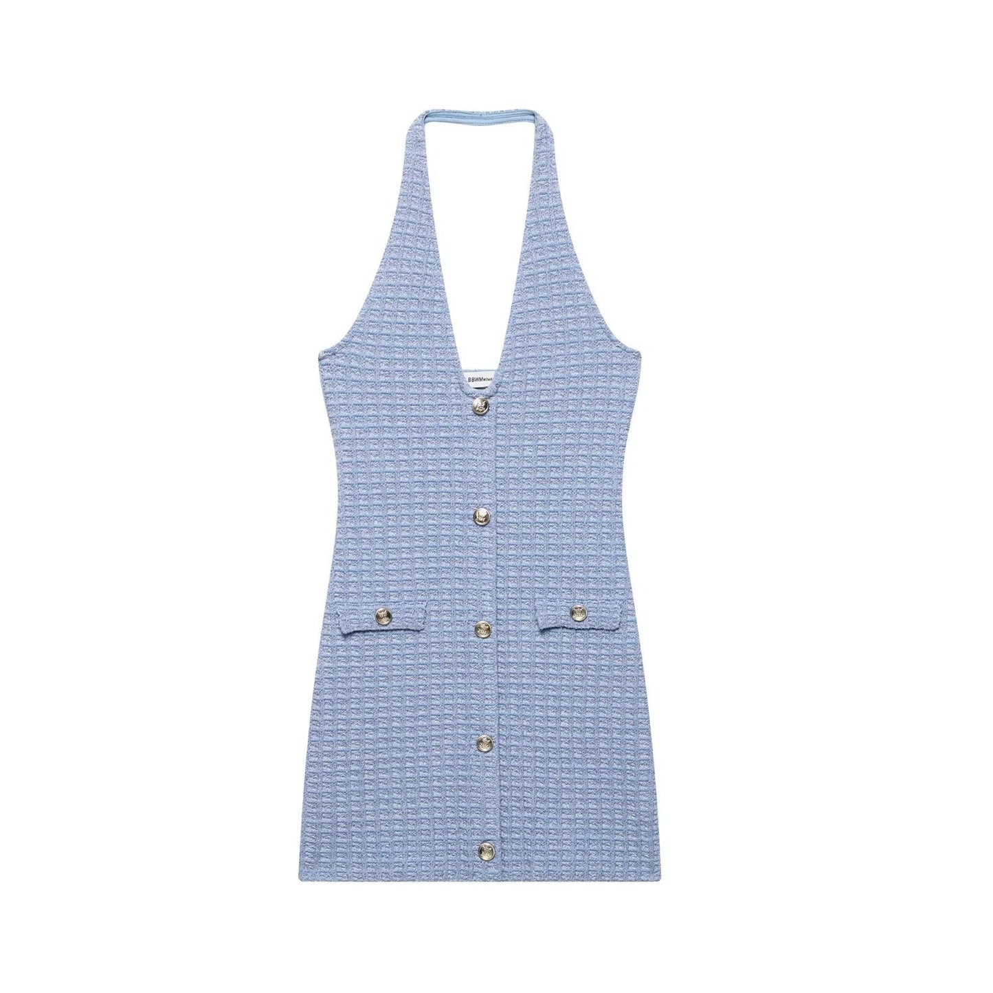 Women's French Fashion Stretch Hanging Collar Dress Dresses