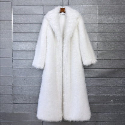 Women's Imitation Plush Furry Fur Extended Collar Coats