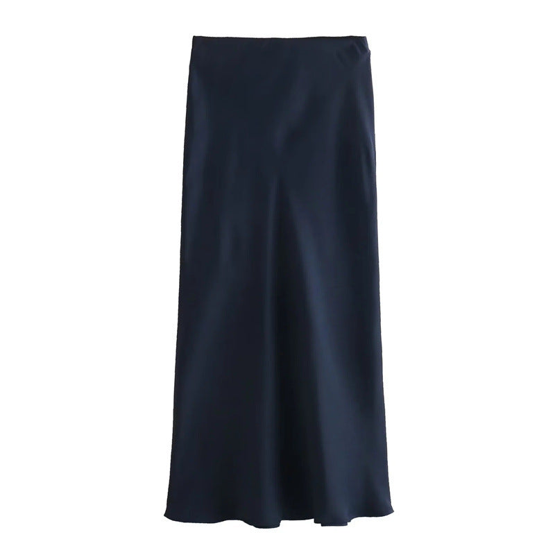 Women's Summer French Fashion Silk Satin Texture Skirts
