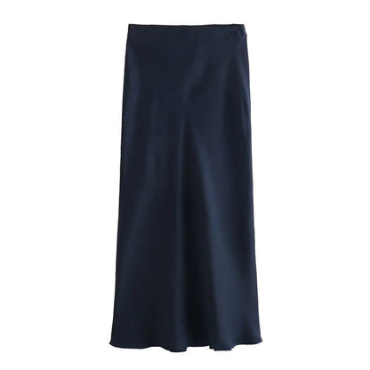 Women's Summer French Fashion Silk Satin Texture Skirts