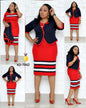 Women's African Striped Button Dress Two-piece Colors Suits
