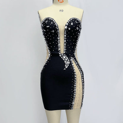 Dress Veet Sexy High Slit Beaded Dresses