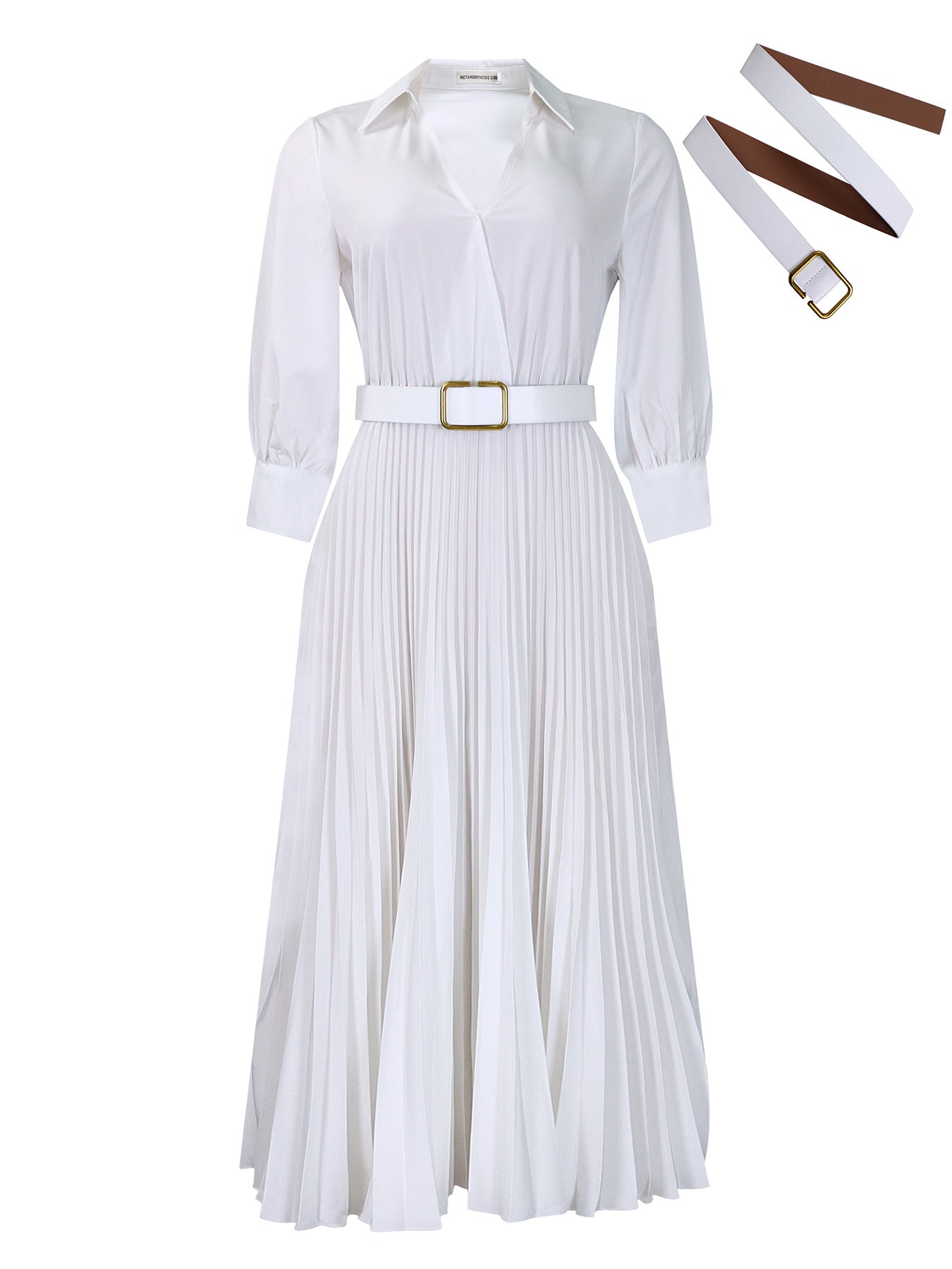 Women's High Waist Temperament Pleated Solid Color Dresses