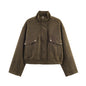 Women's Fashion Loose Zipper Ornament Stand Collar Coats