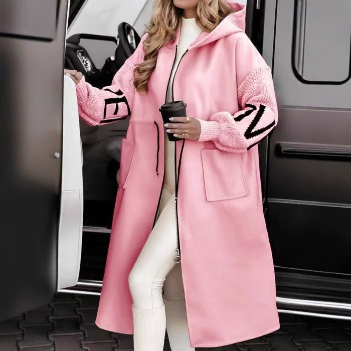Women's Fashion Wear Casual Hooded Long Splicing Coats