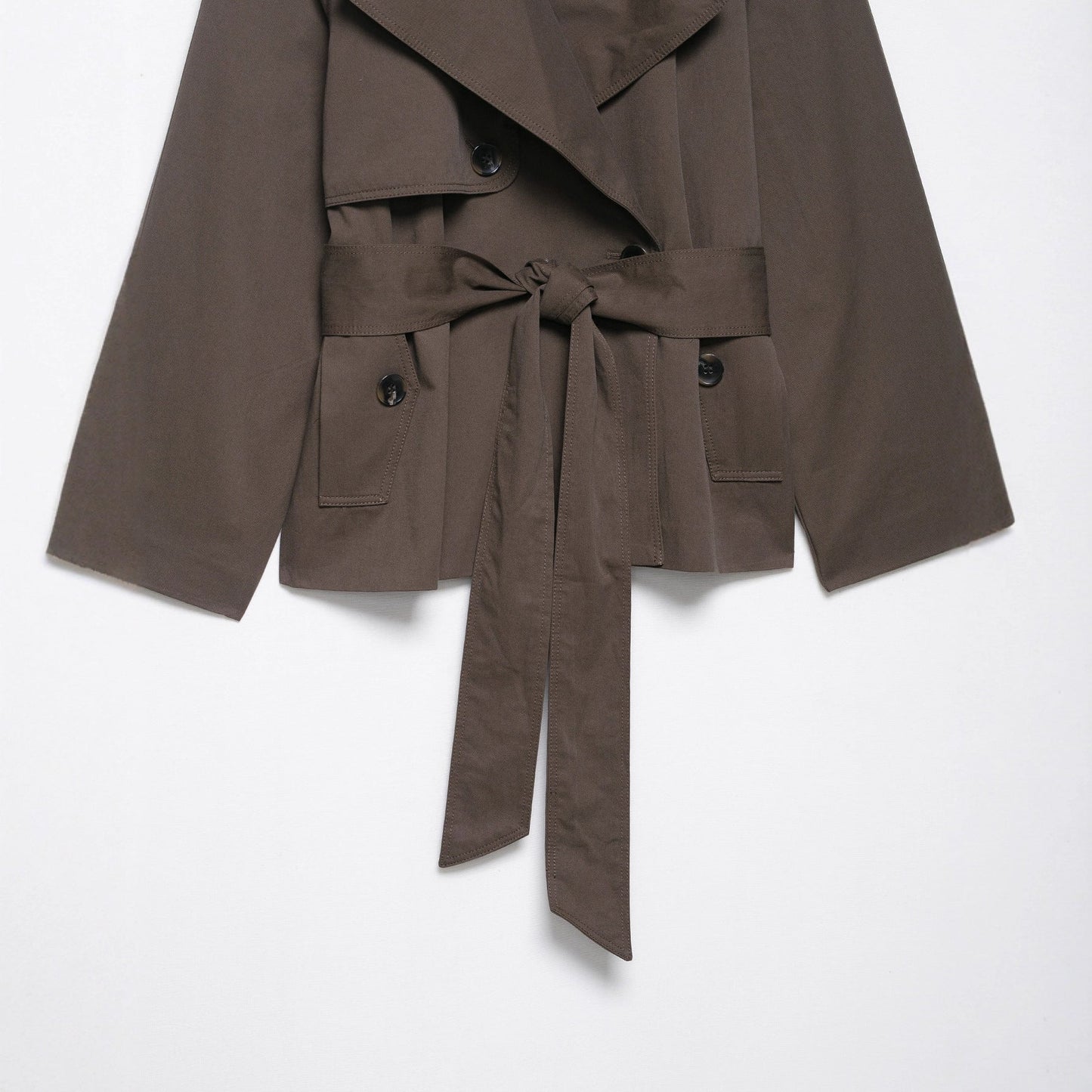 Cool Autumn Belt Button Decoration Trench Coats