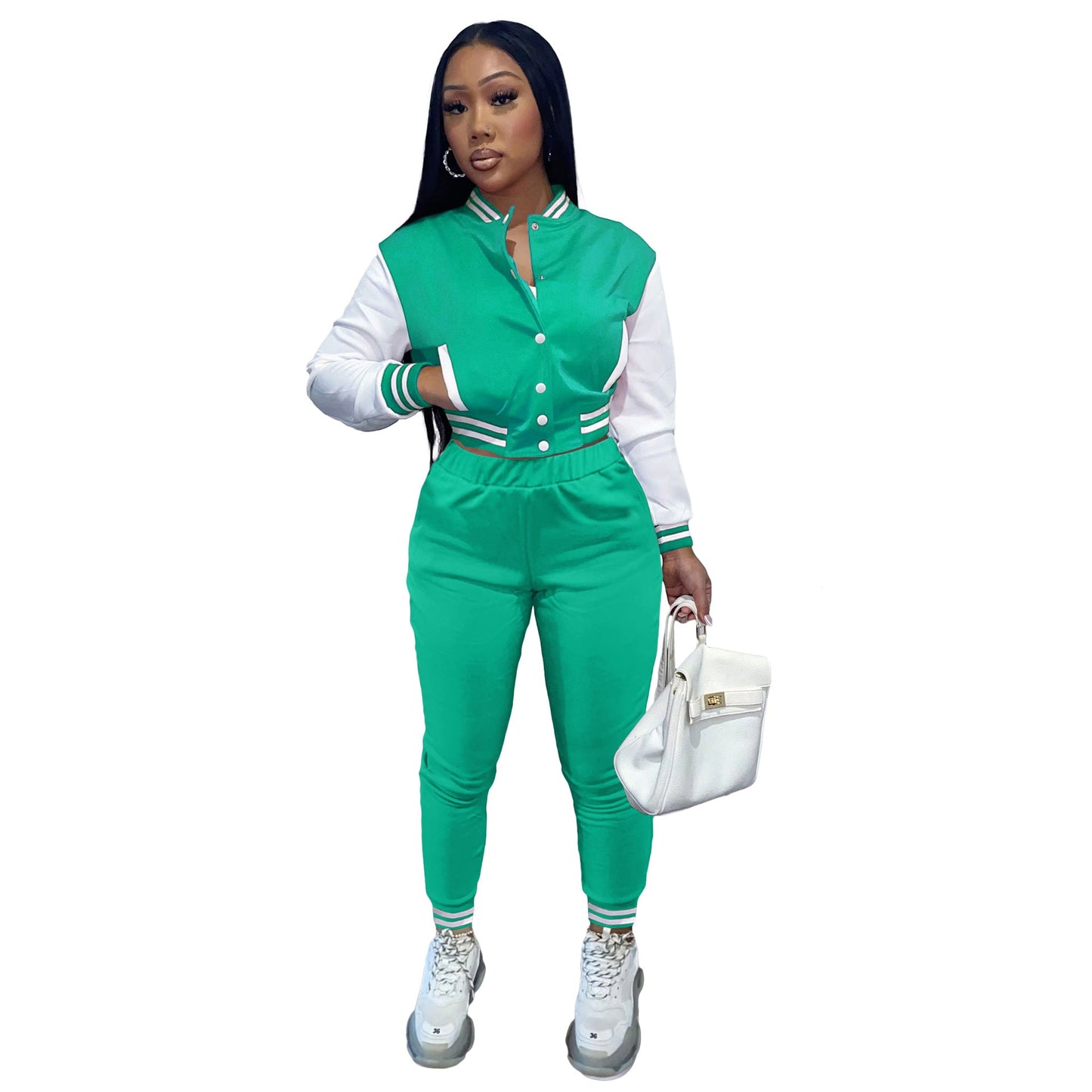 Women's Color Matching Single-breasted Stitching Long Sleeve Suits