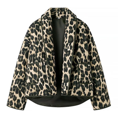 Women's Winter Vintage Leopard Print Printed Flower Coats