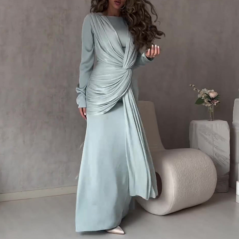 Women's Slim Fit Overlapping Design Dress High Dresses
