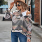 Women's Geometric Pattern Loose Lapels Pocket Button Coats