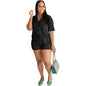 Women's Large Stretch Twist Strip Shirt Collar Suits