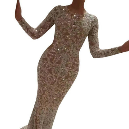 Women's Spring Bronzing Long-sleeved Sexy Dress Dresses
