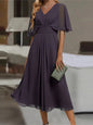 Summer Fashion Solid Color Waist Trimming Dresses