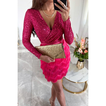 Women's Party Sequins Multicolor Dress Casual Loose Dresses