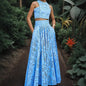 Women's Fashion Sleeveless Pocket Maxi Dress Two-piece Suits