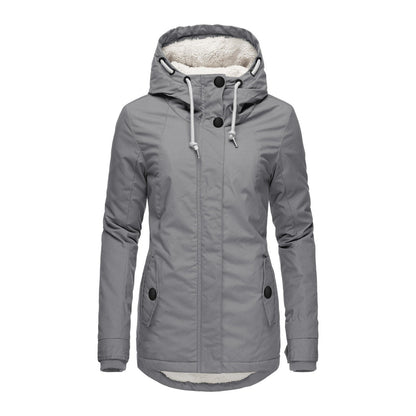 Women's Winter Quilted Cotton Parka Lamb Wool Woman Dress Coats