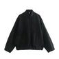 Women's Color Loose Casual Street Stand Collar Hidden Coats