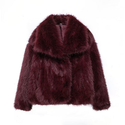 Women's Winter Street Fashion Artificial Fur Effect Coats