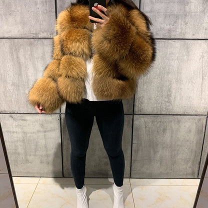 Women's Beautiful Winter Fur Imitation Stitching Coats