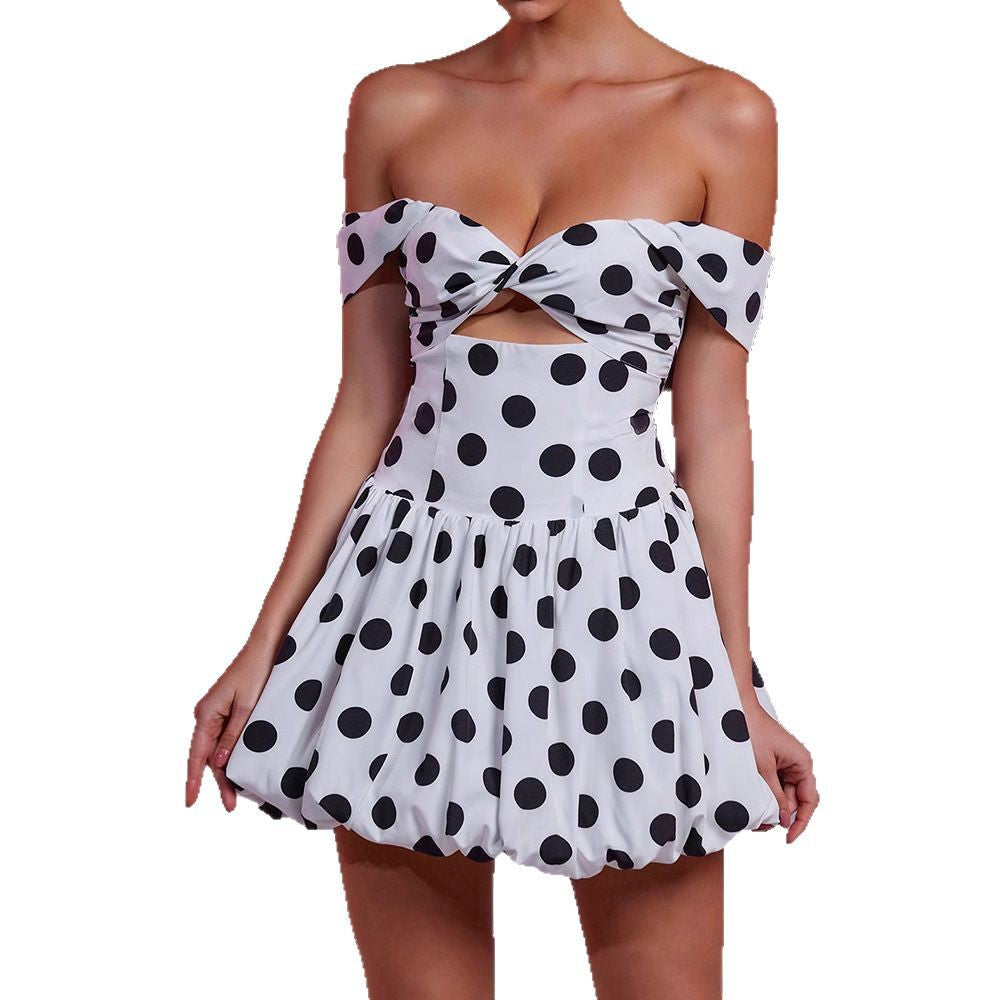 Women's Polka Dot Printed Sexy Dress Tube Backless Dresses