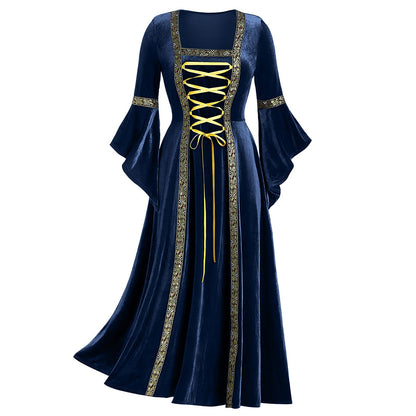 Women's Gothic Punk Long Sleeve Tied Dress Dresses