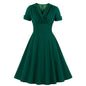 Women's Collar Retro Temperament Pleating Large Hem Dresses