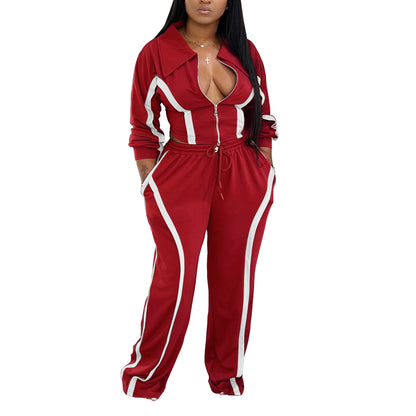 Women's Sports Cotton Two-piece Set Leisure Warm Suits