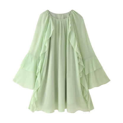 Women's Graceful Fashionable Laminated Ruffled Dress Dresses
