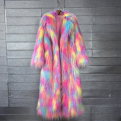 Women's Imitated Tibet Sheep Fur Jacquard Color Coats