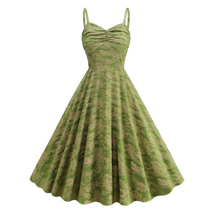 Design Jacquard Artistic Slim Youthful Sling Big Dresses