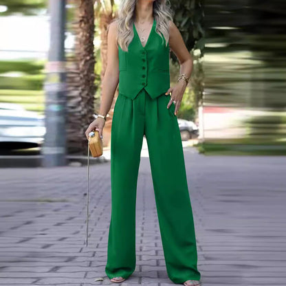 Women's Spring Sleeveless Waistcoat Draping Casual Suits