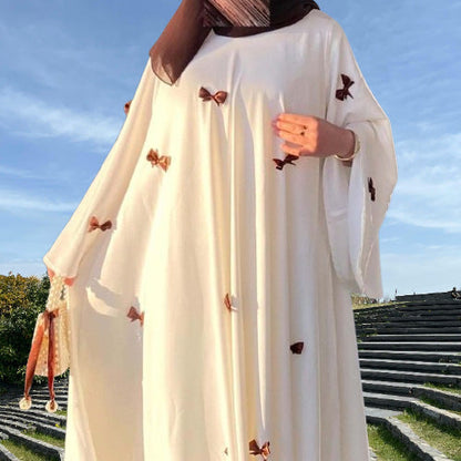 Women's Muslim Wear Bell Sleeve Bow Dress Dresses