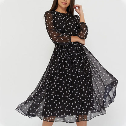Chiffon Dress Long Sleeve Coffee Black Dresses
